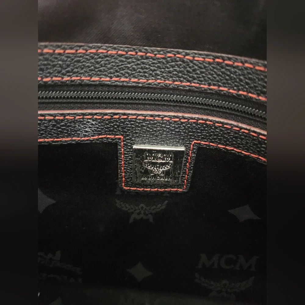 MCM Black Pebbled Leather Studded Boston Bag - Picture 10 of 12